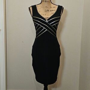 Tootsies Vintage Sleeveless Metallic Evening Mini Dress Size Small